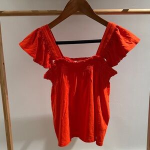 NWOT Crewcuts Vibrant Orange Ruffled Blouse